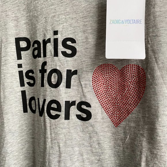 NWT ZADIG & VOLTAIRE Skinny Paris Is For Lovers T-Shirt - Picture 7 of 13